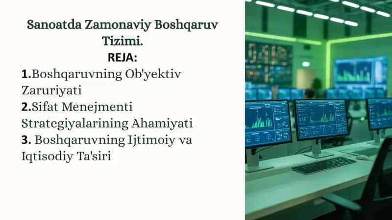 Sanoatda Zamonaviy Boshqaruv Tizimi