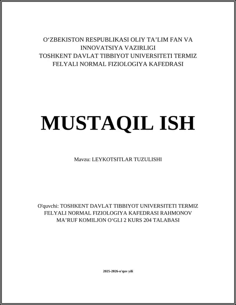LEYKOTSITLAR TUZULISHI