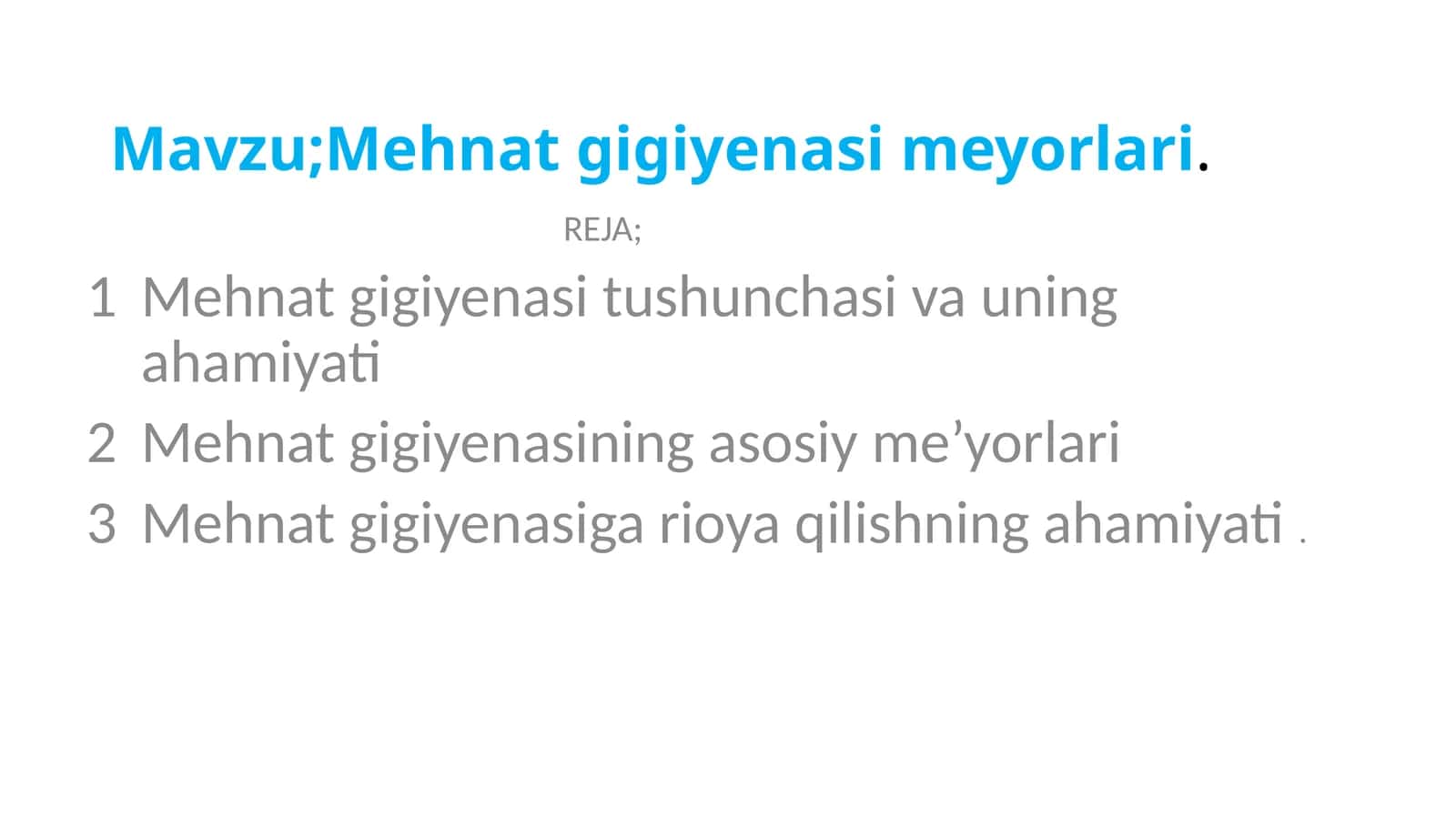 Mehnat gigiyenasi me'yorlari
