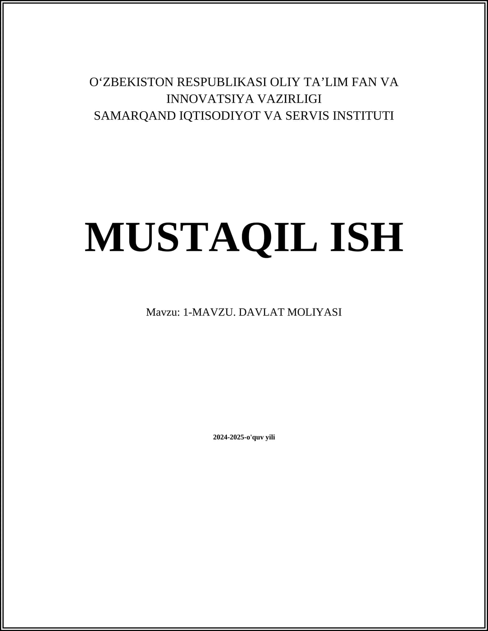DAVLAT MOLIYASI
