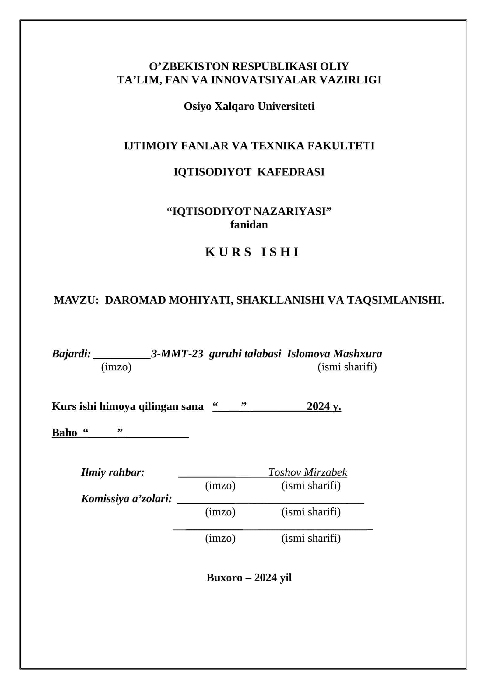 IQTISODIYOT NAZARIYASI