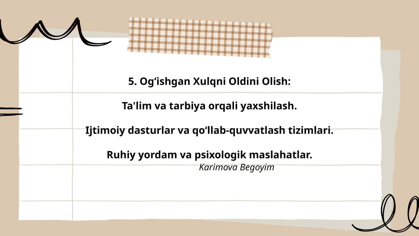 Og‘ishgan Xulqni Oldini Olish