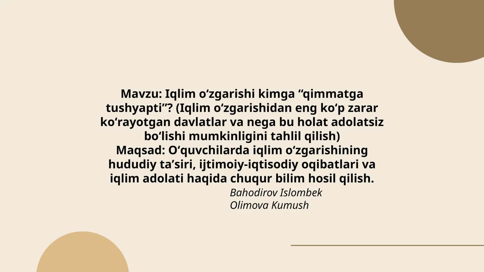 Iqlim oʻzgarishi kimga “qimmatga tushyapti”?