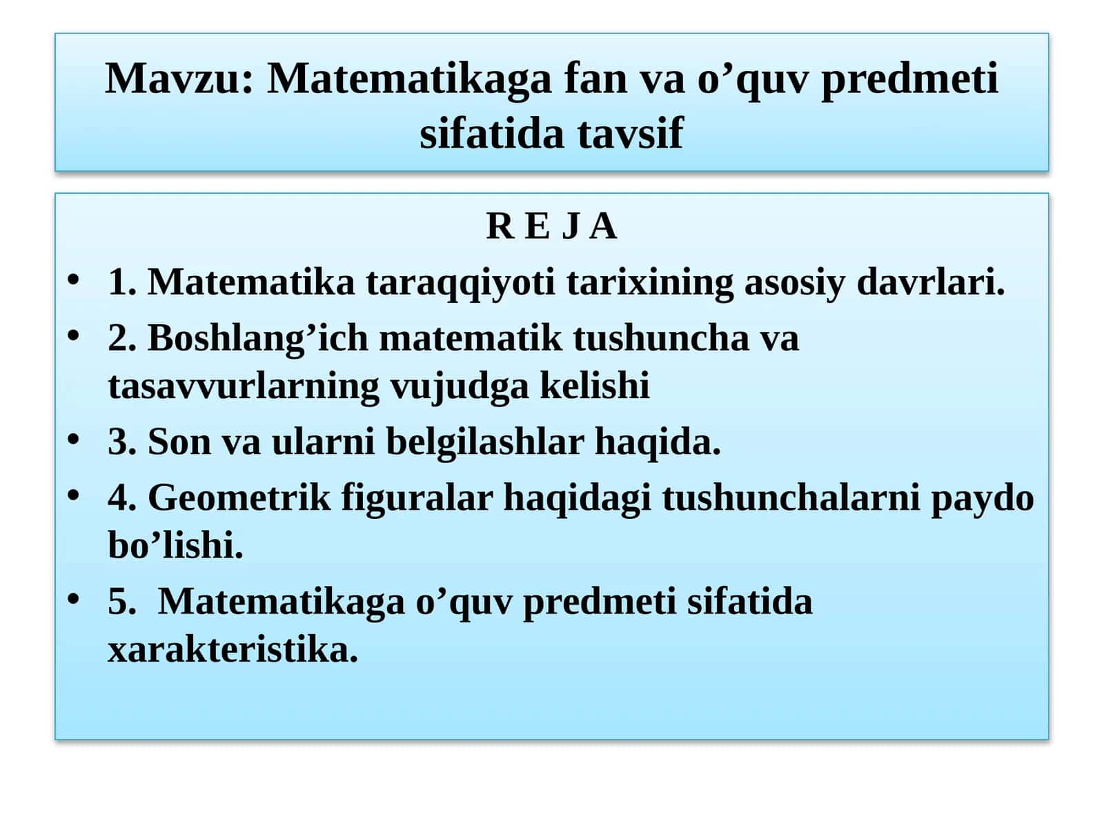 Matematikagafanvao’quvpredmetisifatidatavsif