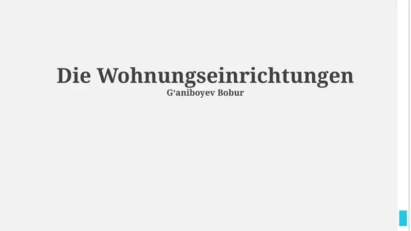 Die Wohnungseinrichtungen