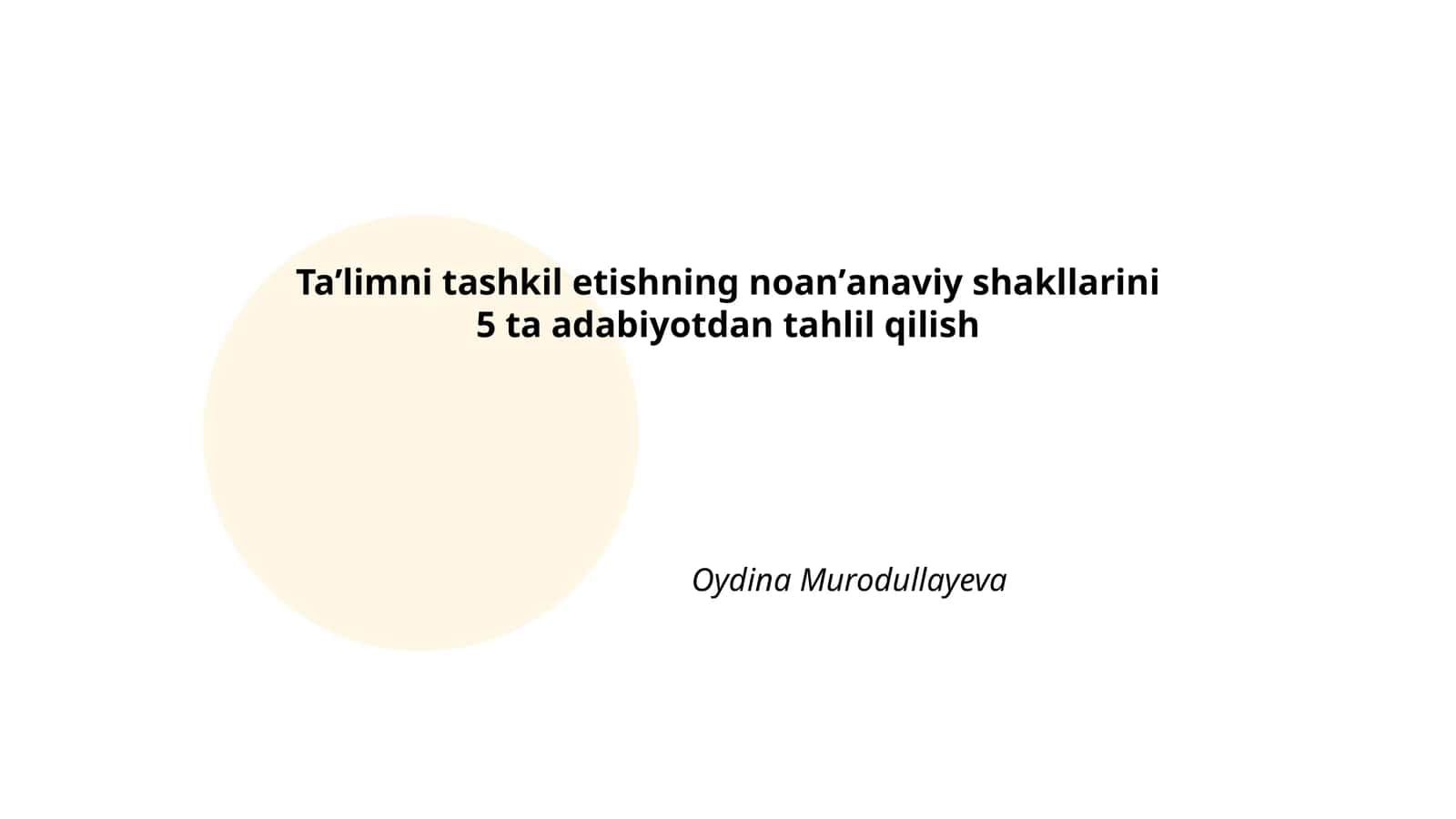 Masofaviy taʼlim noanʼanaviy shaklini 5 ta adabiyotdan tahlil qilish
