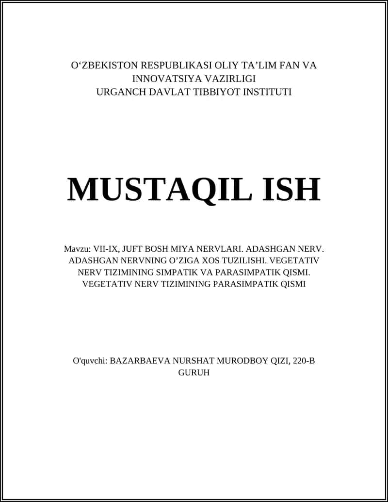 VII-IX, JUFT BOSH MIYA NERVLARI