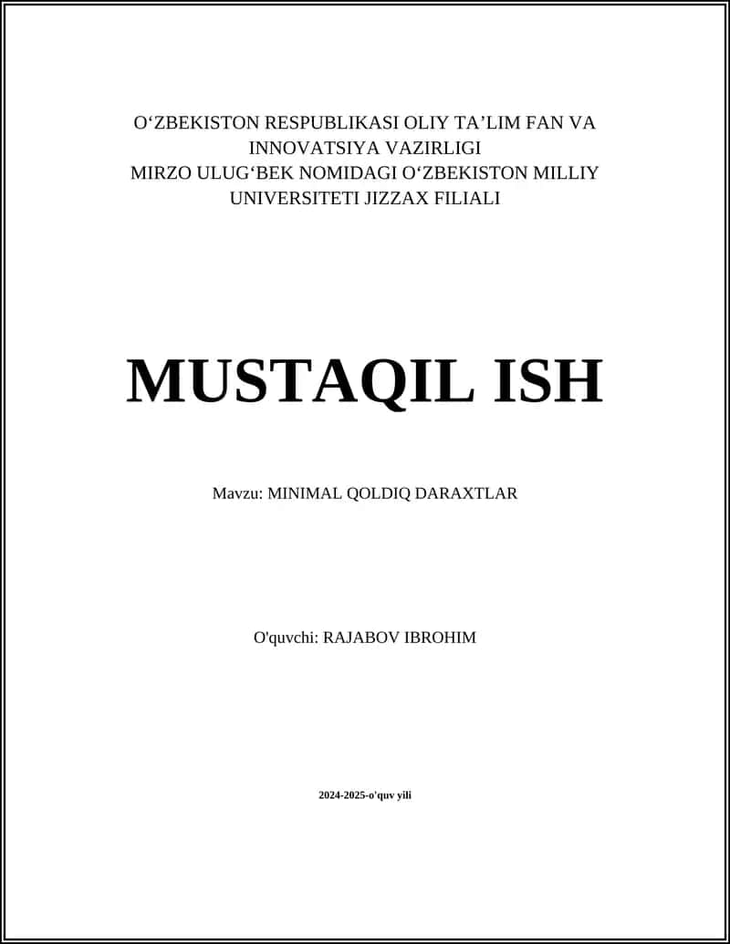 Minimal Qoldiq Daraxtlar