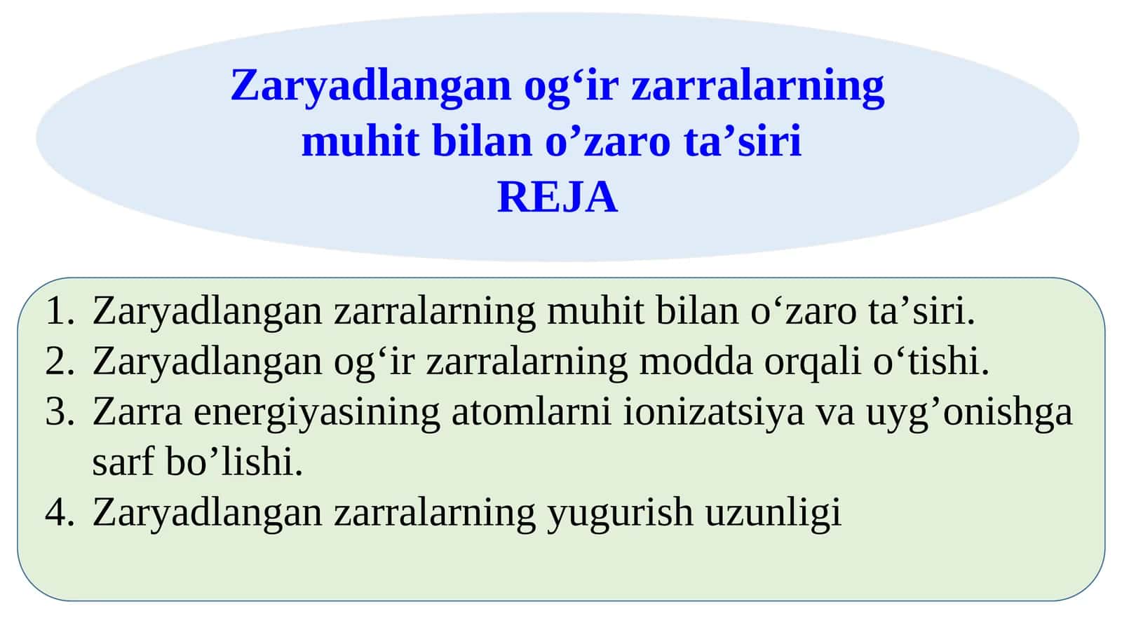 Zaryadlangan og‘ir zarralarningmuhit bilan o’zaro ta’siri