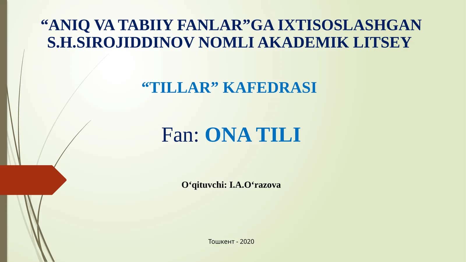ANIQ VA TABIIY FANLAR
