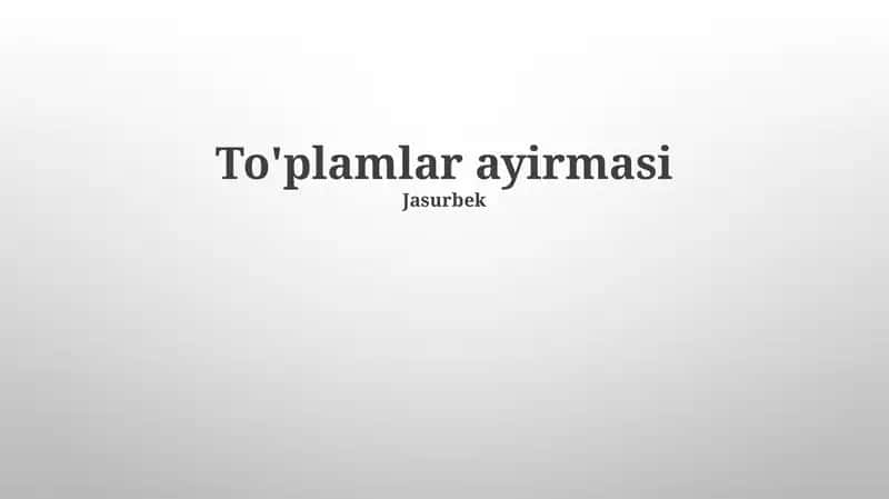 Ta'rif va Misollar