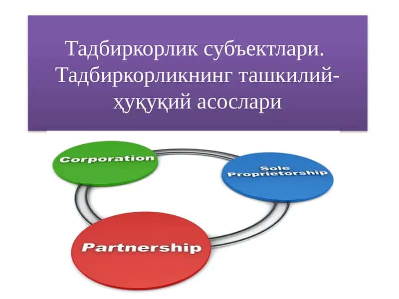 Тадбиркорликнинг ташкилий-ҳуқуқий асослари