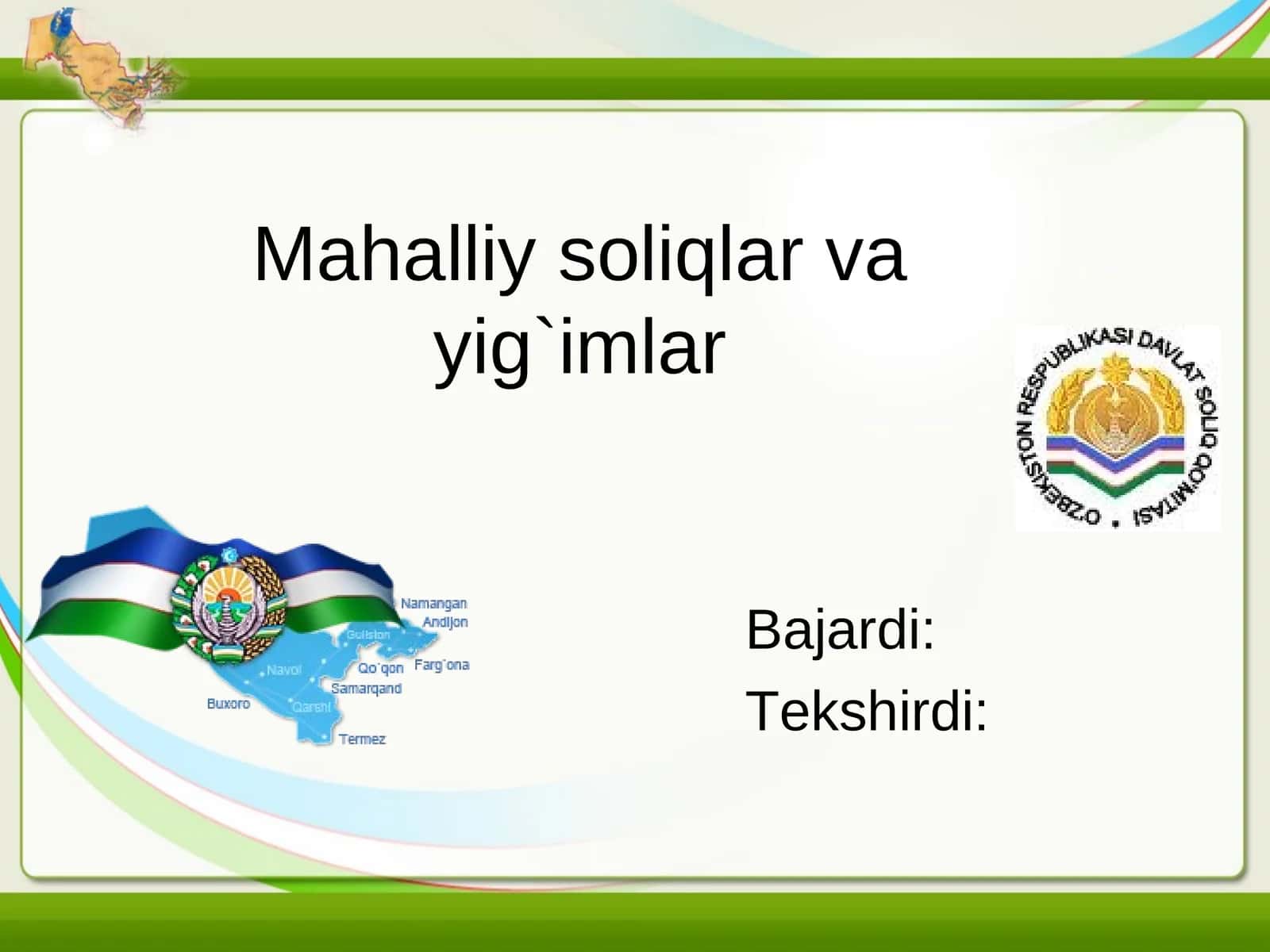 Mahalliy soliqlar va yig`imlar
