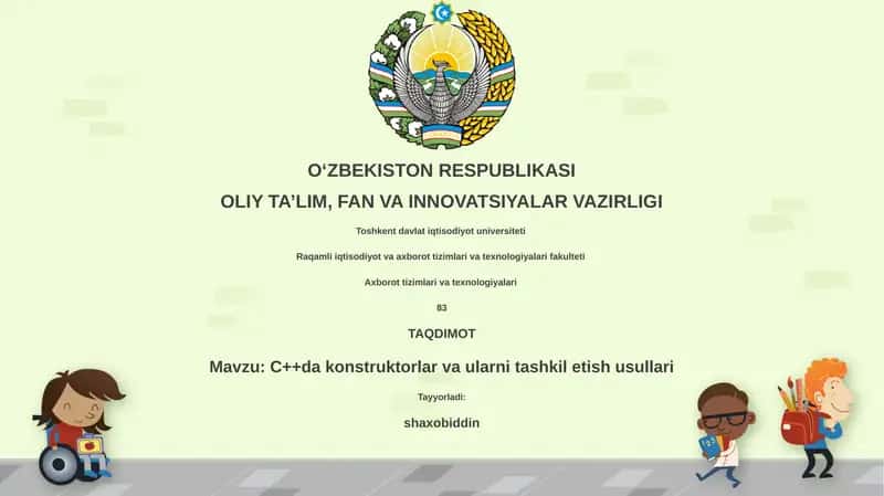 C++da konstruktorlar va ularni tashkil etish usullari