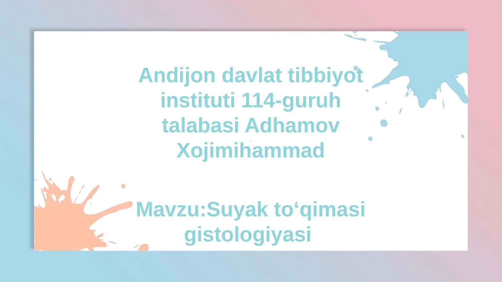 Suyak toʻqimasi gistologiyasi