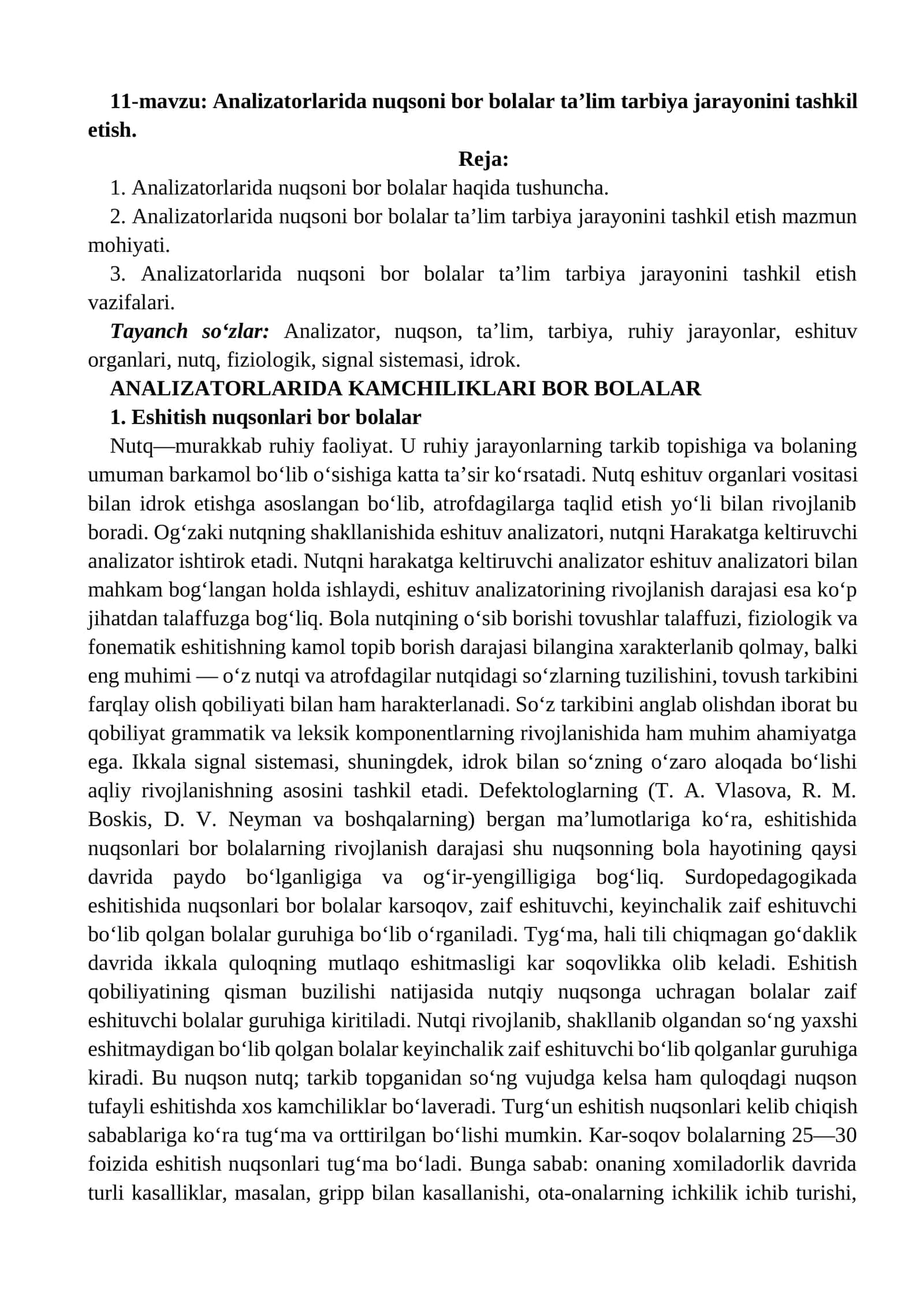 ANALIZATORLARIDA KAMCHILIKLARI BOR BOLALAR