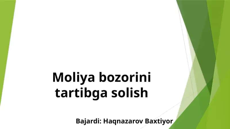 Moliya bozorini tartibga solish