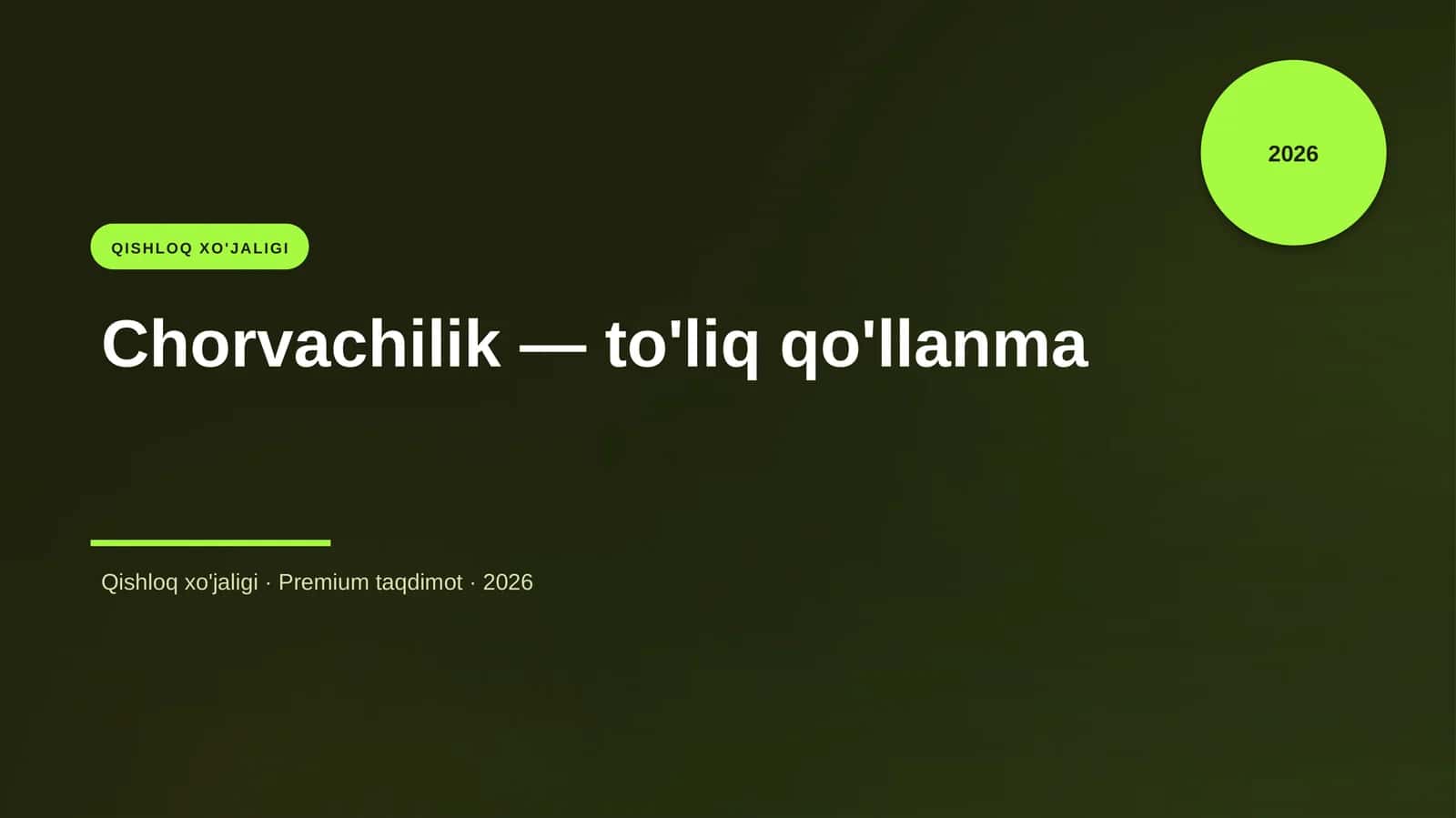 Chorvachilik — to'liq qo'llanma