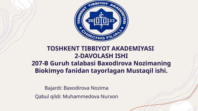 Metaboliksindrom kelib chiqishining biokimyoviy asoslari