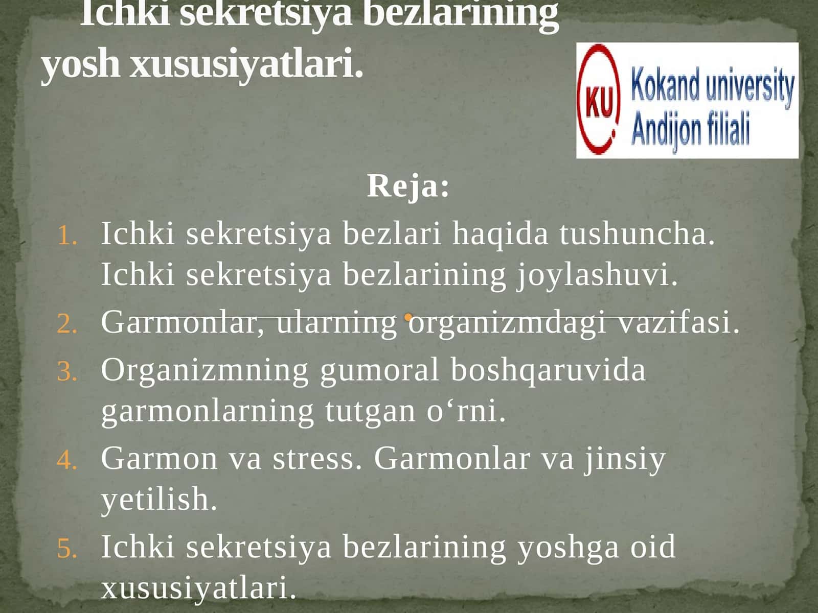 Ichki sekretsiya bezlarining yosh xususiyatlari
