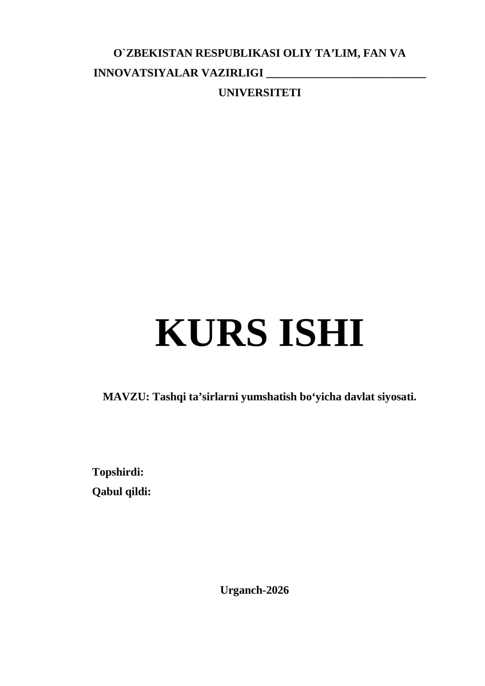 Tashqi ta’sirlarni yumshatish bo‘yicha davlat siyosati