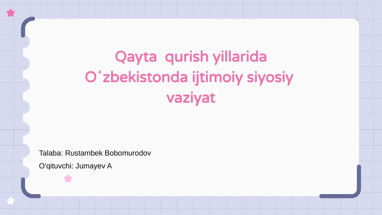 Qayta qurish yillarida Oʻzbekistonda ijtimoiy siyosiy vaziyat