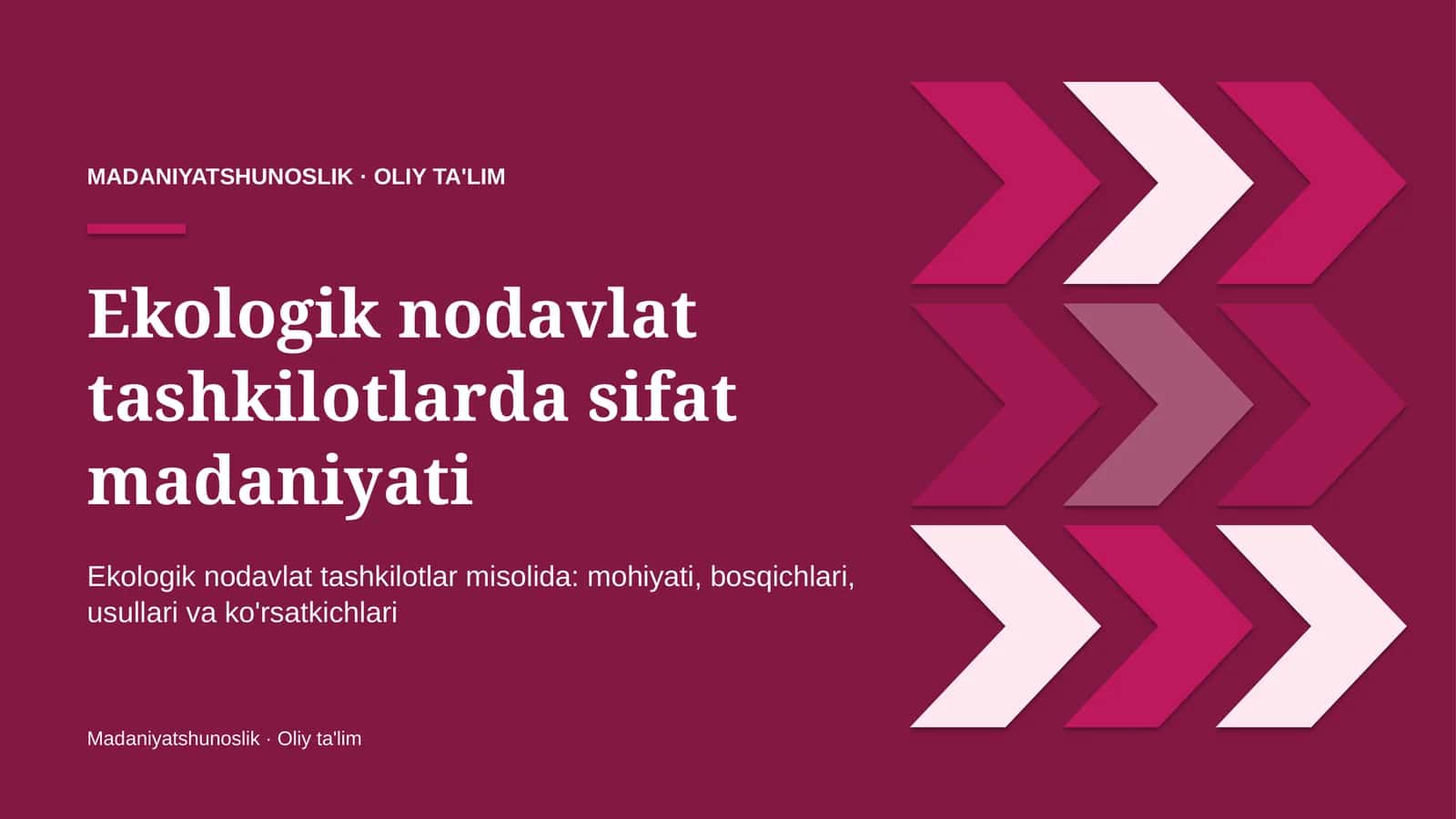 Ekologik nodavlat tashkilotlarda sifat madaniyati