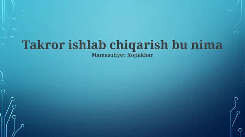 Takror ishlab chiqarish bu nima