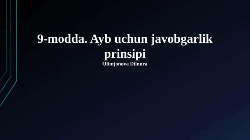 9-modda. Ayb uchun javobgarlik prinsipi