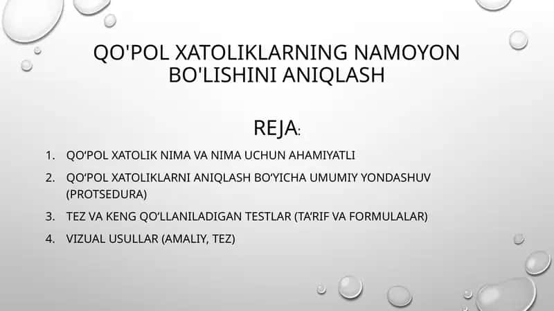Qo'polxatoliklarning namoyon bo'lishini aniqlash