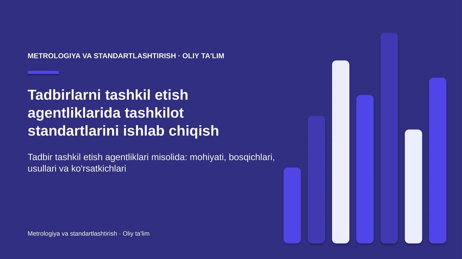 tadbirlarni tashkil etish agentliklarida tashkilot standartlarini ishlab chiqish 2610