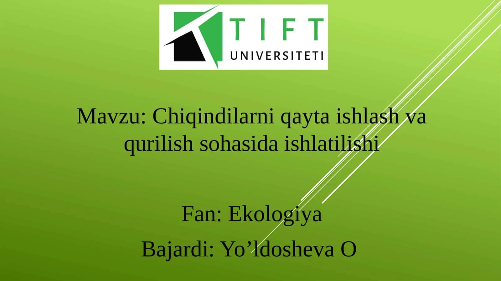 Chiqindilarni qayta ishlash va qurilish sohasida ishlatilishi