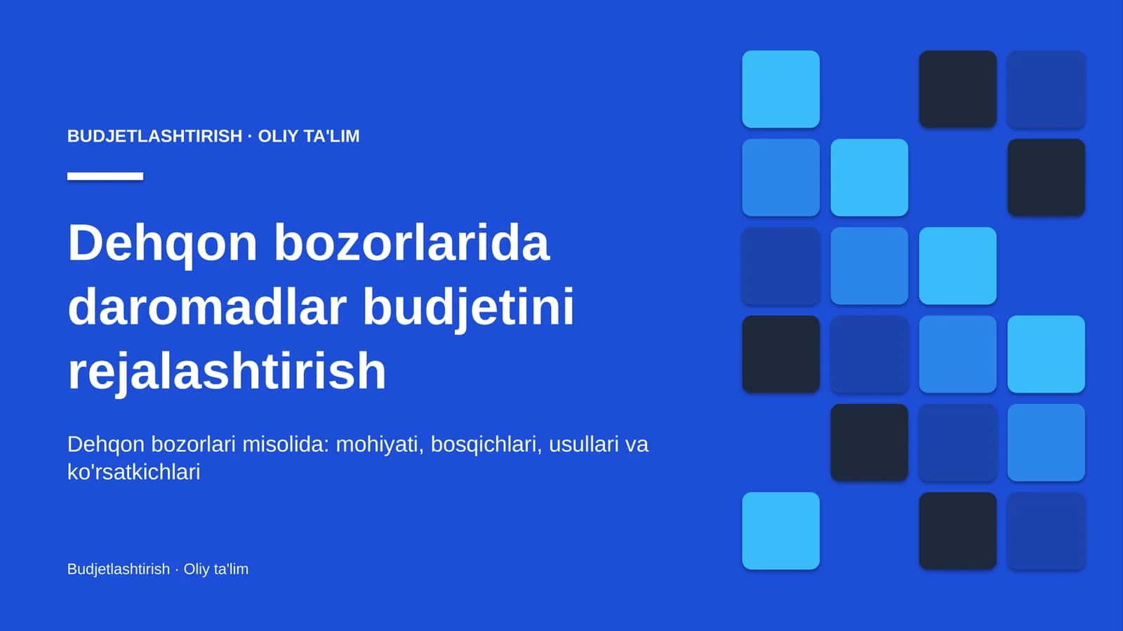 Daromadlar budjetini rejalashtirish: mohiyati