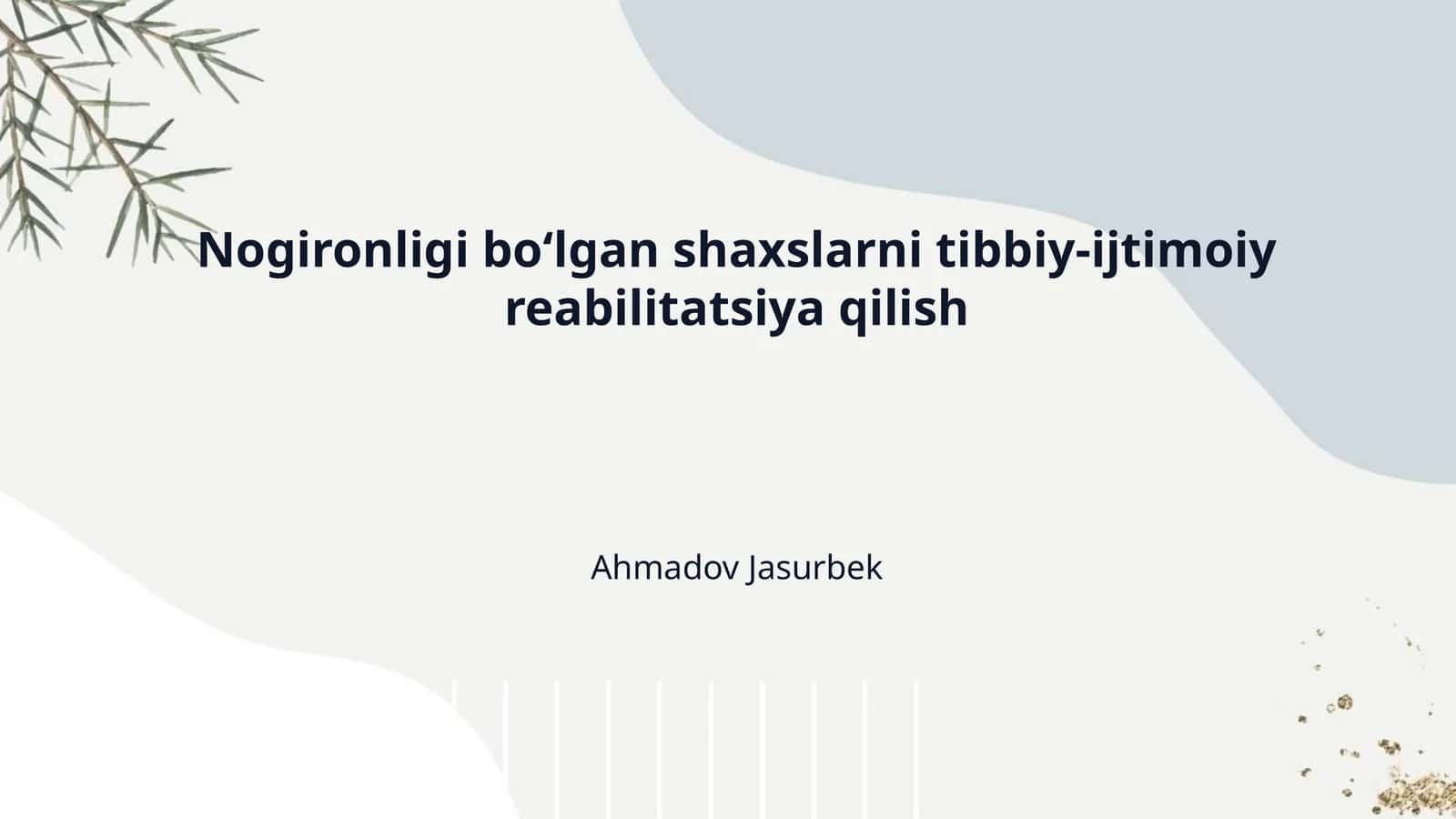 Nogironligi bo‘lgan shaxslarni tibbiy-ijtimoiy reabilitatsiya qilish