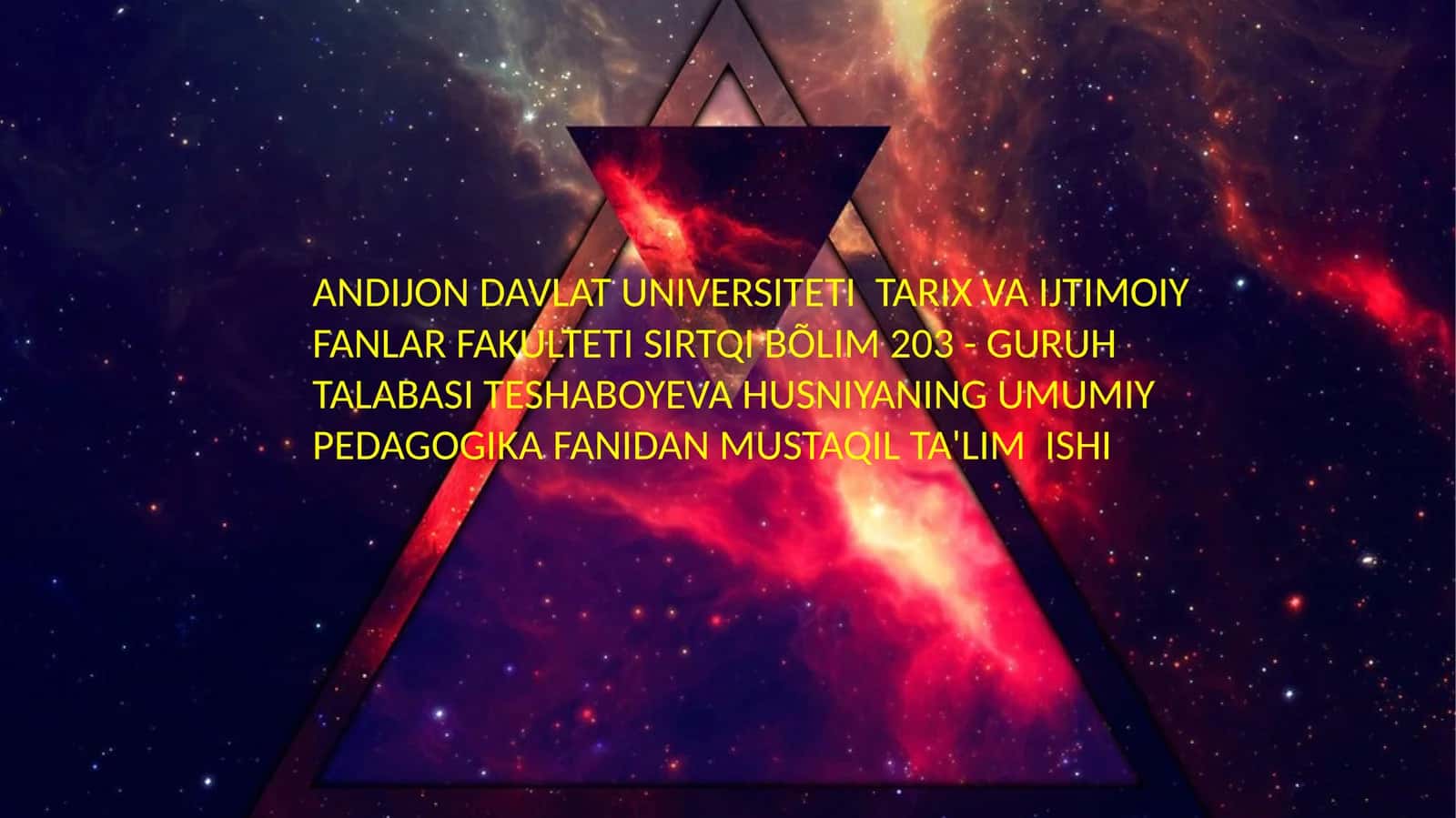 UMUMIY PEDAGOGIK FANIDAN MUSTAQIL TA'LIM ISHI