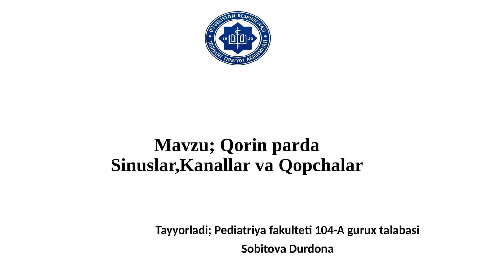 QorinpardaSinuslar,KanallarvaQopchalar
