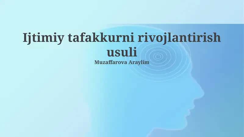Ijtimoiy tafakkurni rivojlantirish usuli