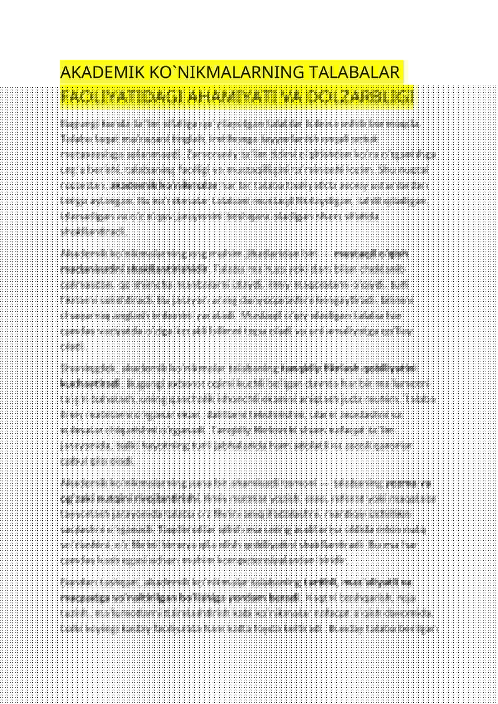 AKADEMIK KO`NIKMALARNING TALABALAR FAOLIYATIDAGI AHAMIYATI VA DOLZARBLIGI