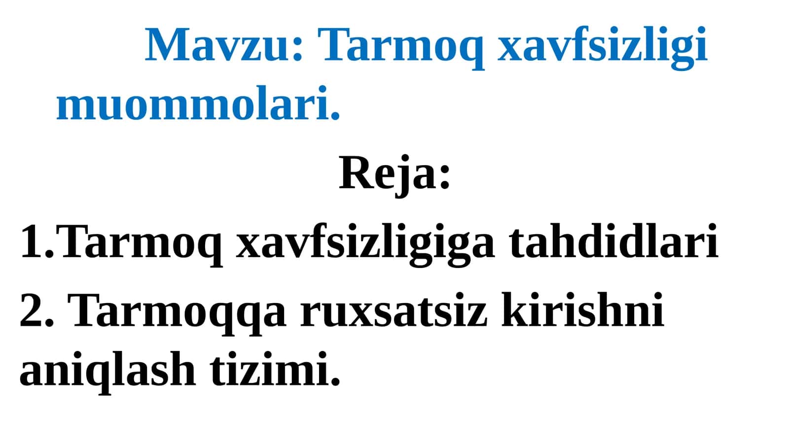 Tarmoq xavfsizligi muommolari