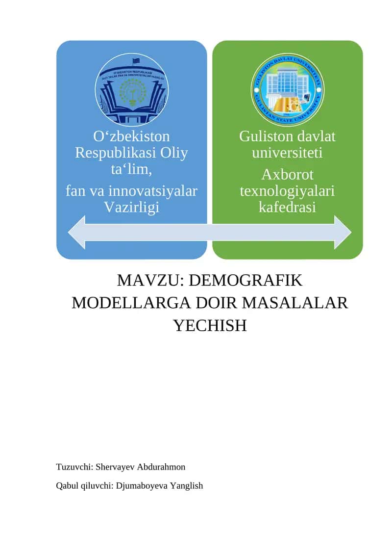 DEMOGRAFIK MODELLARGA DOIR MASALALAR YECHISH