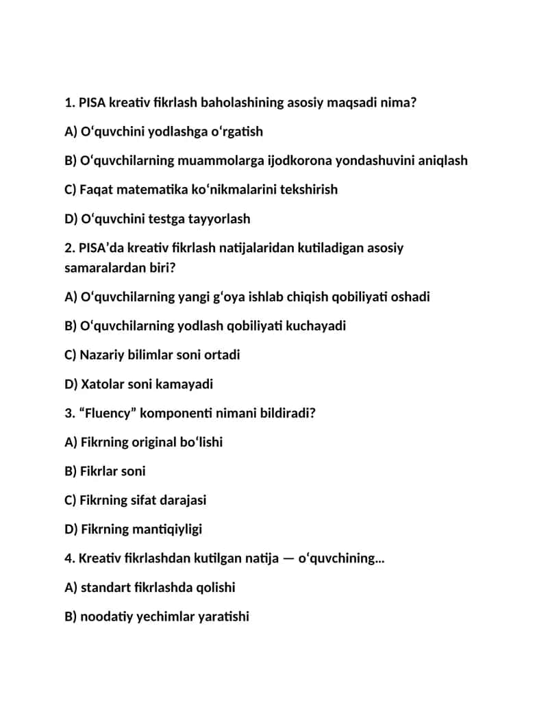 PISA kreativ fikrlash