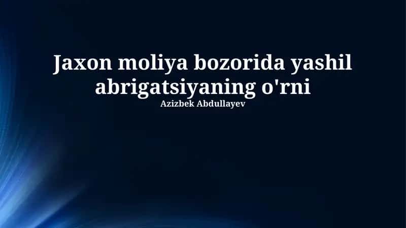 Yashil Obligatsiyalar Bozori