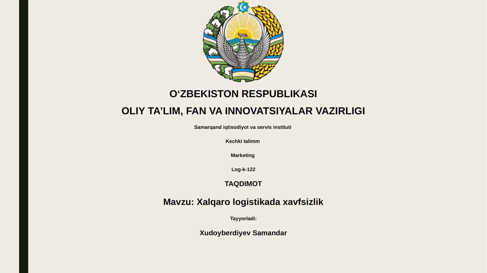 Xalqaro logistikada xavfsizlik