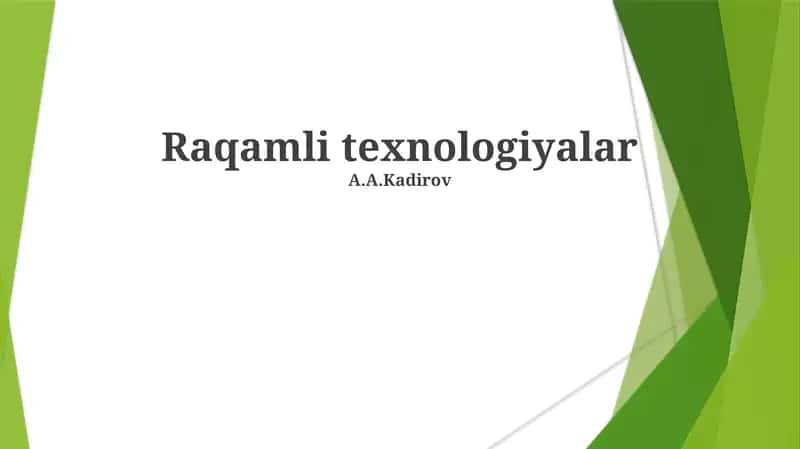 Raqamli Texnologiyalar
