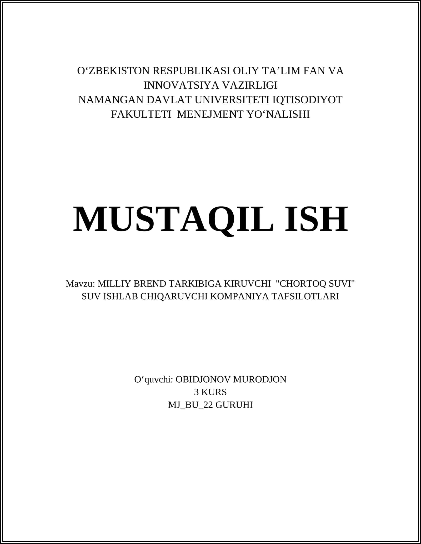 CHORTOQ SUVI KOMPANIYASI