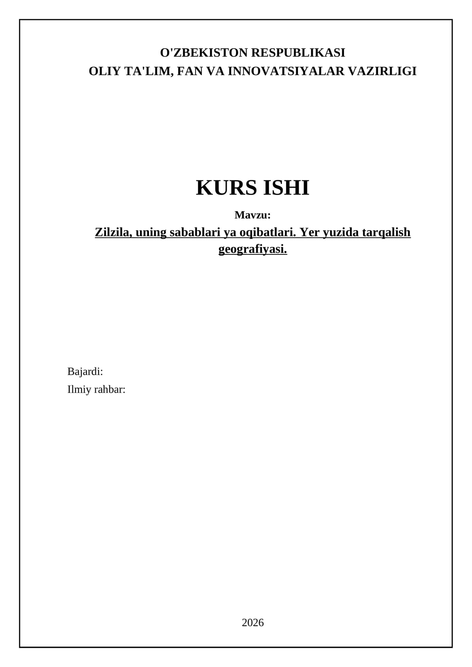 Zilzila, uning sabablari ya oqibatlari. Yer yuzida tarqalish geografiyasi