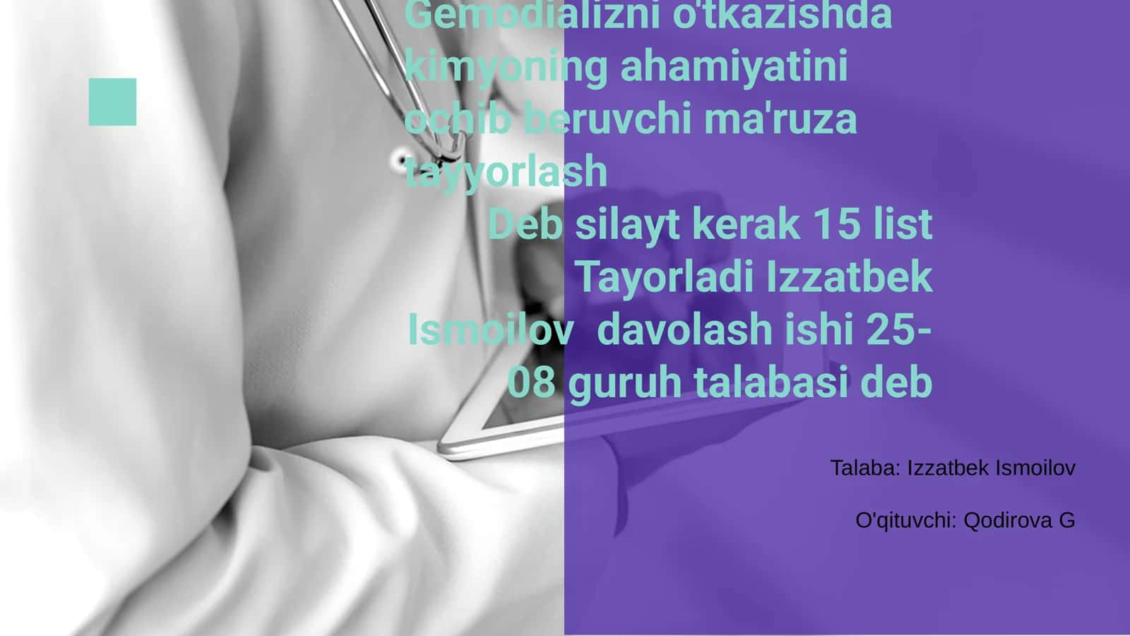 Kolloid Sistemalarni Dializ Yo'li bilan Tozalash