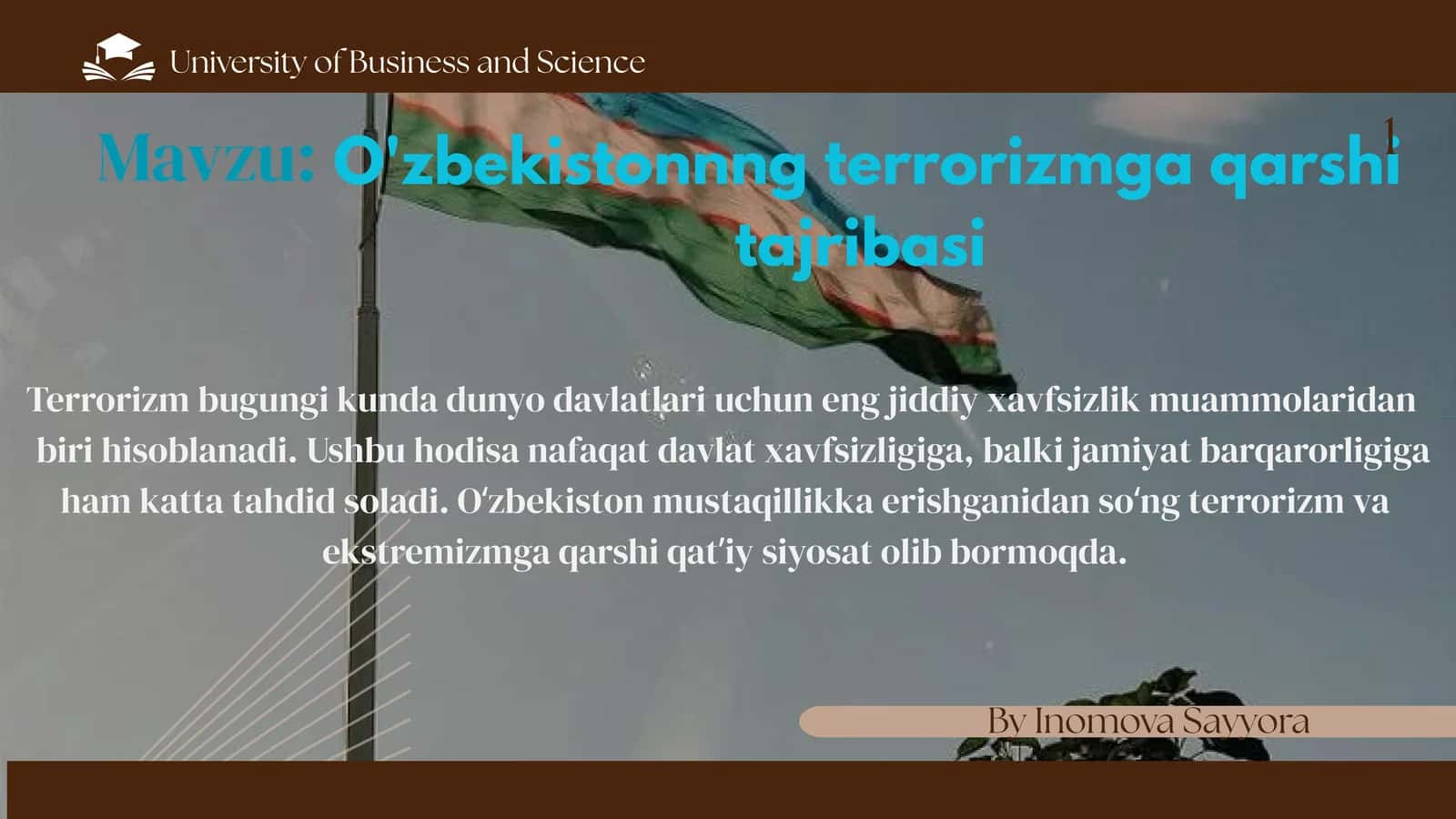 O'zbekistonnng terrorizmga qarshi tajribasi