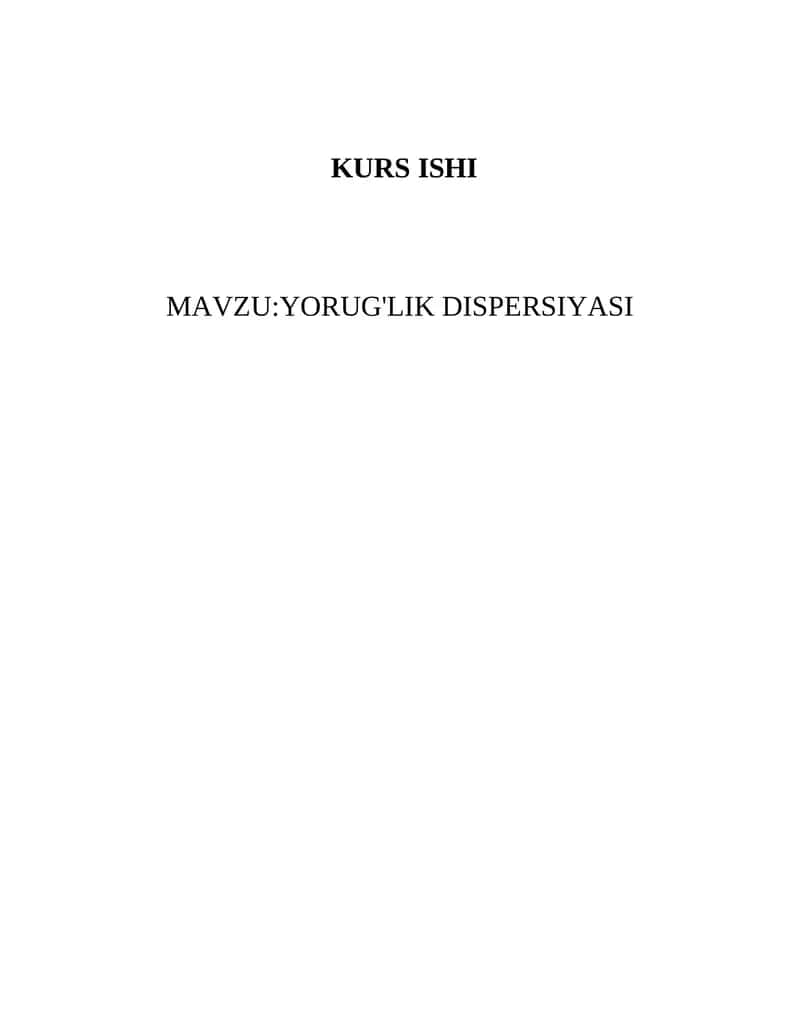 Yorug'lik dispersiyasi