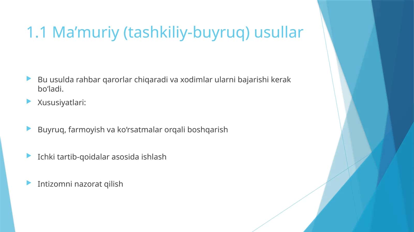 Ma’muriy (tashkiliy-buyruq) usullar